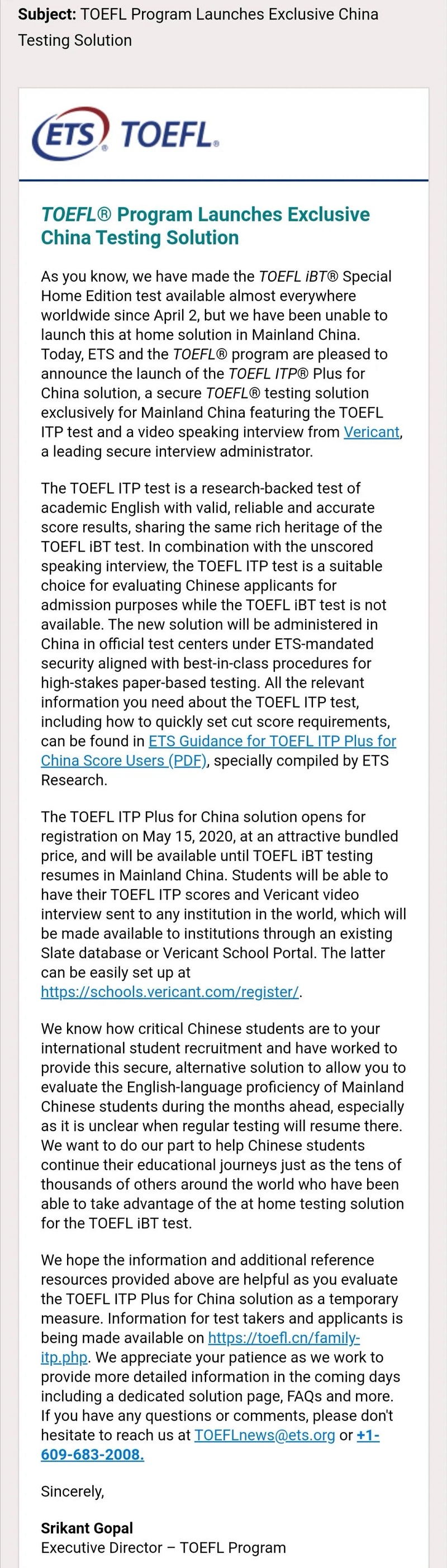 中国大陆专属版托福替代考试-TOEFL ITP Plus